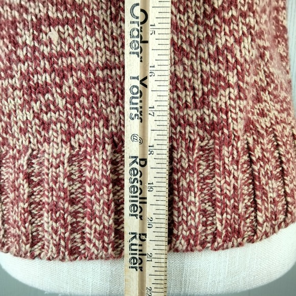 Vintage Y2K Chunky Sweater Women M Red Speckle Knit Turtleneck Sleeveless Preppy - Picture 6 of 9
